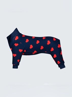 Dog, spark paws pajamas, navy blue with red hearts, XL, Q66